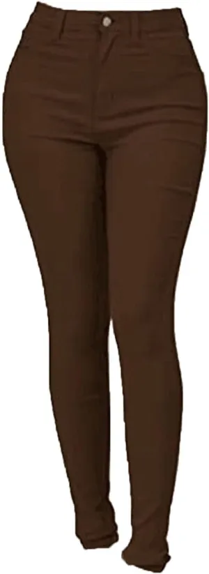Women's Jean Look Stretchy Jeggings Solid Color High Waist Legging Plus Size Slim Fit Skinny Jeans Pencil Pants Pocket