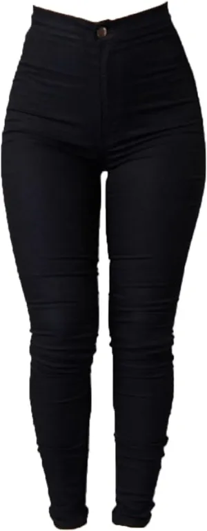 Women's Jean Look Stretchy Jeggings Solid Color High Waist Legging Plus Size Slim Fit Skinny Jeans Pencil Pants Pocket