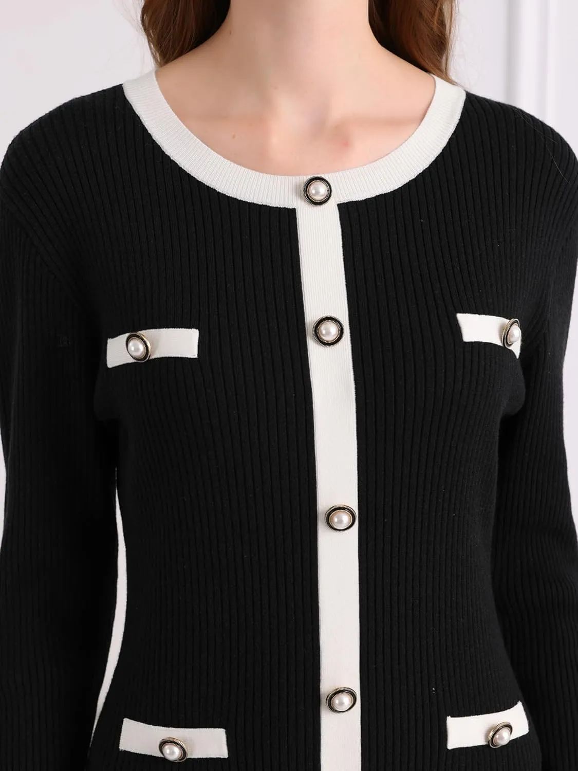 Women's Midi Dress Knit Long Sleeve Sweater Dresses
